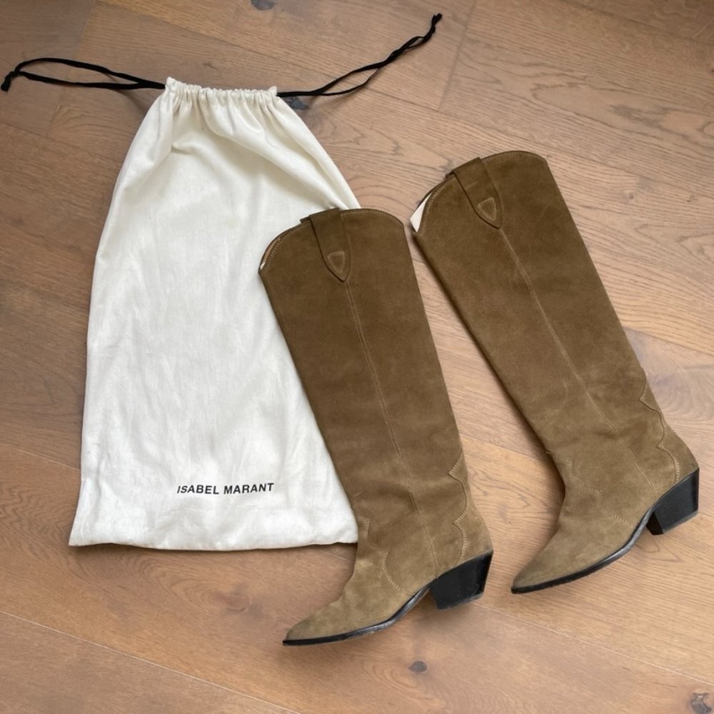 Isabel Marant Denvee cowboy suede boots with pointed toe